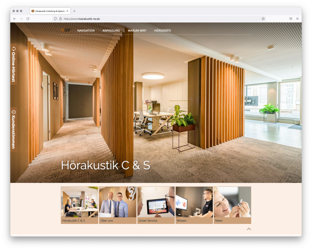 Screenshot der Webseite Hörakustik Collofong & Speckert 2019 bis Mitte 2022